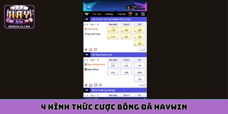 4 hình thức cược bóng đá HAYWIN